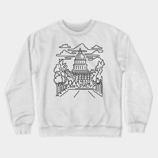 US Capitol Building in Washington DC USA Monoline Art Crewneck Sweatshirt by patrimonio